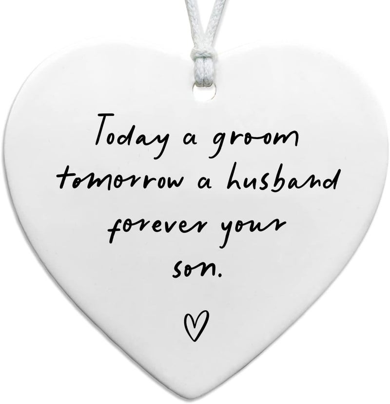 WCDHOR Mother of the Groom Gift from Son, Wedding Gift, Groom to Mother Gift, Son to Mother on Wedding Day, Mom Wedding Gift from Son, Son to Mom Gift, Ceramic Heart Keepsake - Image 1
